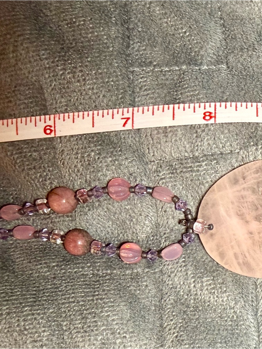 Pink Crystal Pendant Necklace with Pink and Purple Stones and Beads - Picture 5 of 6